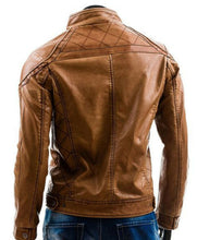 Load image into Gallery viewer, Stylish Handmade Men Brown Leather Fashionable Biker Jacket,New Motorbike Jacket - theleathersouq
