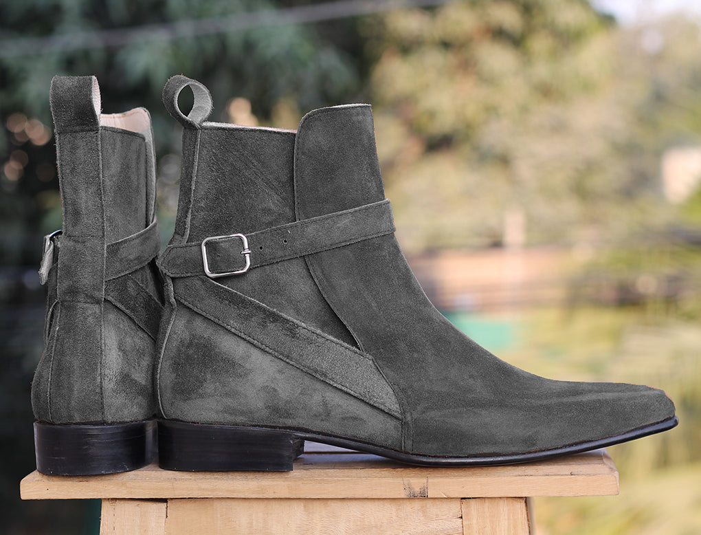 regn at se ligning Handmade Men's Ankle High Black Suede Boots, Men Designer Jodhpurs Boo –  theleathersouq