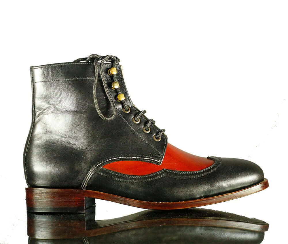 Handmade Mens Black Leather Ankle Boots, Men Ankle Designer Fashion Boots