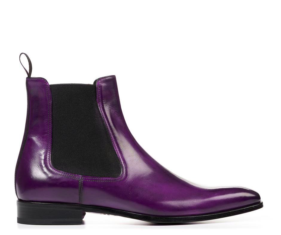 Handmade Men's Purple Leather Chelsea Boots, Men Fashion Ankle Boots, –  theleathersouq