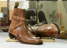 Load image into Gallery viewer, Beautiful Handmade Men&#39;s Brown Leather Jodhpur Boots, Men Ankle Boots, Men Fashion Boots