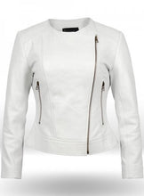 Load image into Gallery viewer, New Stylish Celebrity Leather White Jacket For Women, Ladies&#39; Leather Jacket - theleathersouq