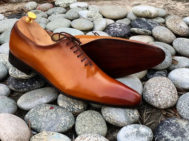 Stylish Men's Handmade tan Color Whole cut Shoes Men leather formal Shoes  Men dress shoes