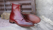 Load image into Gallery viewer, Awesome Handmade Men&#39;s Burgundy Leather Split Toe Boots, Men Fashion Ankle Boots