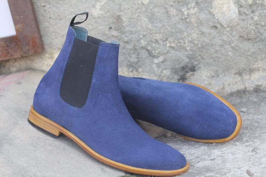 Awesome Handmade Men's Blue Suede Chelsea Boots, Ankle Boots, Men – theleathersouq