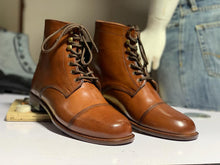 Load image into Gallery viewer, Awesome Handmade Men&#39;s Tan Leather Cap Toe Lace Up Boots, Men Fashion Ankle Boots