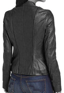 Stylish Women's Black Leather Jacket, Women Biker Fashion Leather Jacket - theleathersouq