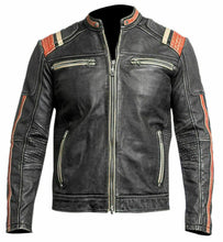 Load image into Gallery viewer, New Men&#39;s Retro 3 Cafe Racer Biker Vintage Motorcycle Distressed Moto Leather Jacket - theleathersouq