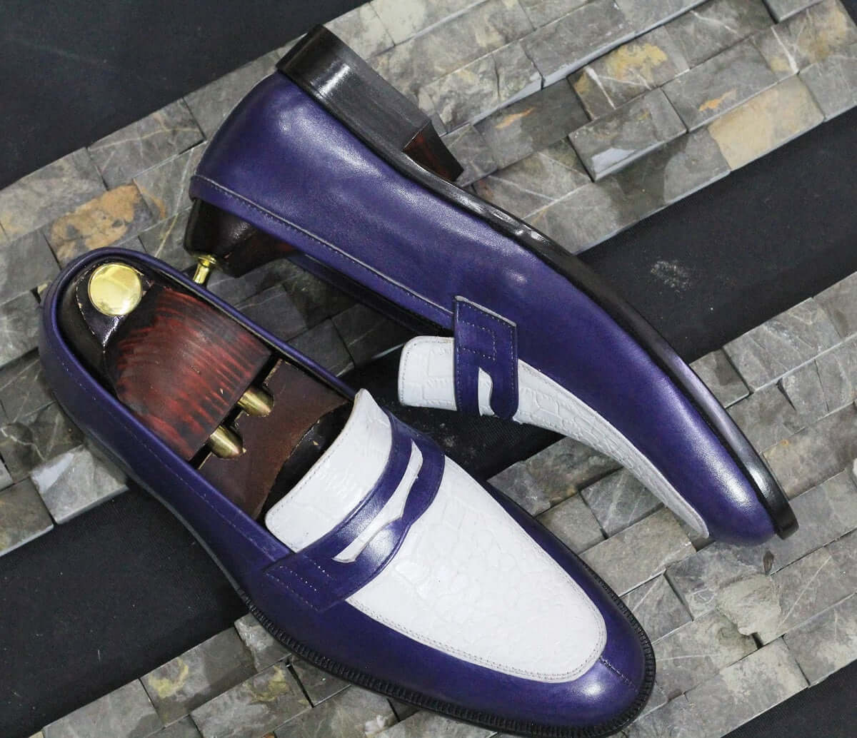 blue loafer shoes