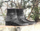 Awesome Handmade Men's Alligator Textured Leather Jodhpur Boots, Men Fashion Dress Ankle Boots