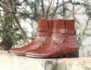 Awesome Handmade Men's Alligator Textured Leather Jodhpur Boots, Men Fashion Dress Ankle Boots