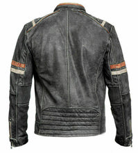 Load image into Gallery viewer, New Men&#39;s Retro 2 Cafe Racer Biker Vintage Motorcycle Distressed Moto Leather Jacket - theleathersouq