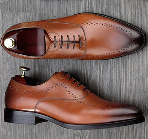 New Stylish Handmade Men Brown Burnished Toe Leather Shoes, Men's Dress Oxfords Shoes - theleathersouq