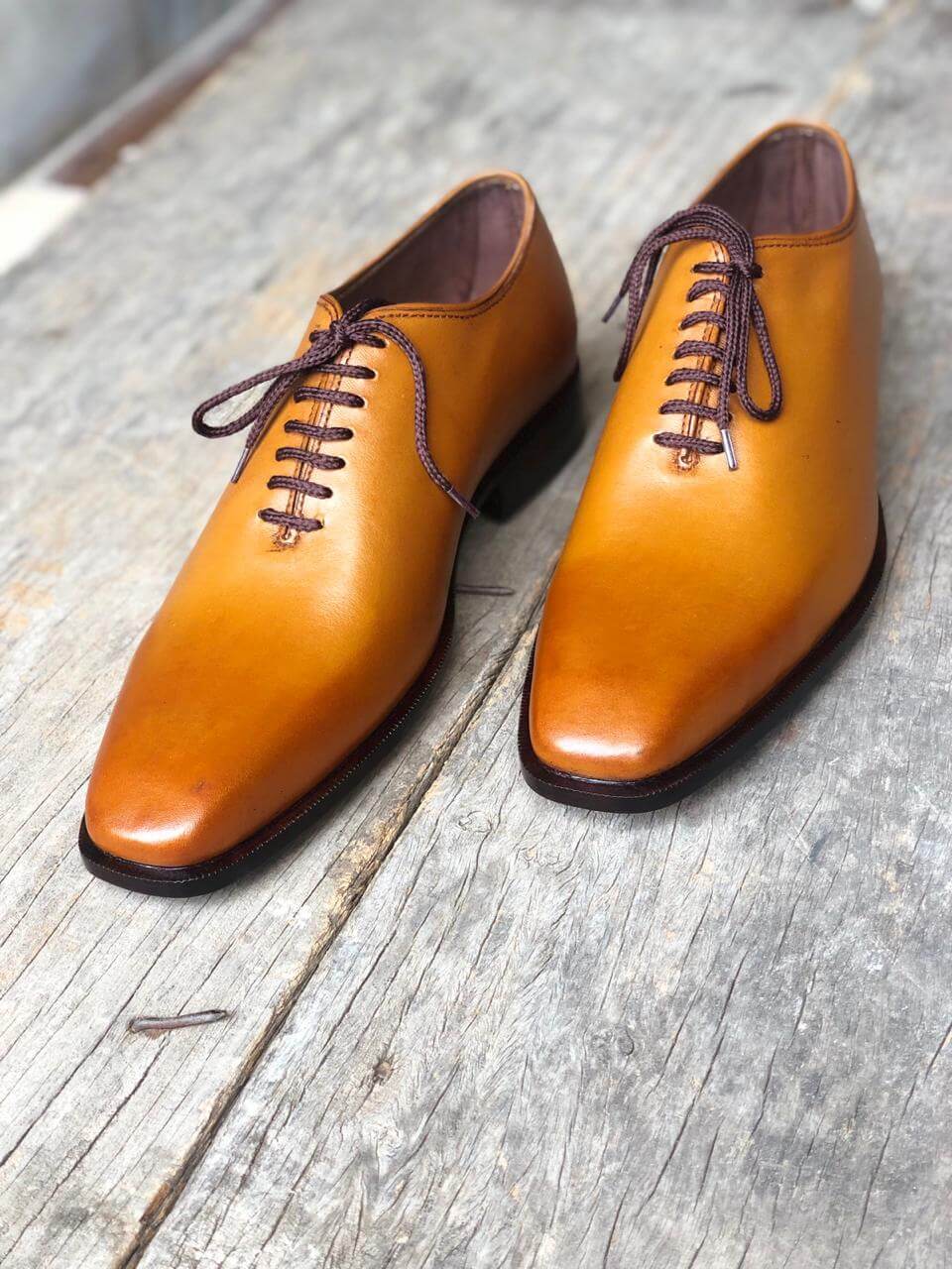 Stylish Men's Handmade tan Color Whole cut Shoes Men leather formal Sh –  theleathersouq