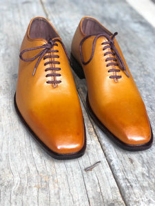 Stylish Men's Handmade tan Color Whole cut Shoes Men leather formal Shoes Men dress shoes - theleathersouq