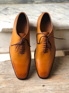 Stylish Men's Handmade tan Color Whole cut Shoes Men leather formal Shoes Men dress shoes - theleathersouq