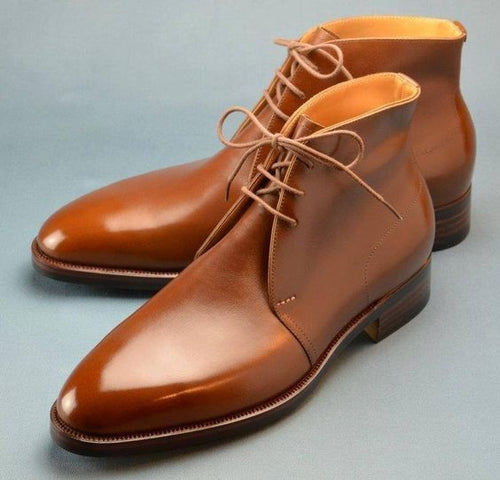 Stylish Men's handmade leather Brown Chukka boots Custom leather boots for men - theleathersouq