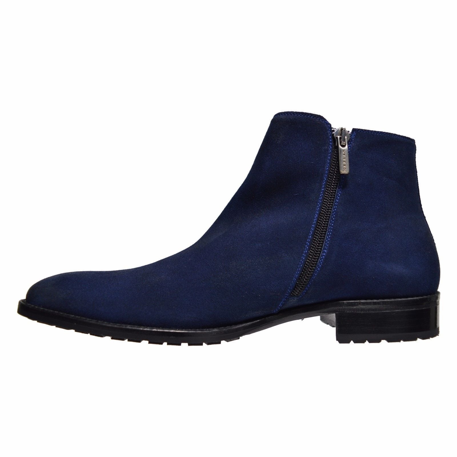 New Handmade Men's Leather Blue Suede Zip Up Boots theleathersouq