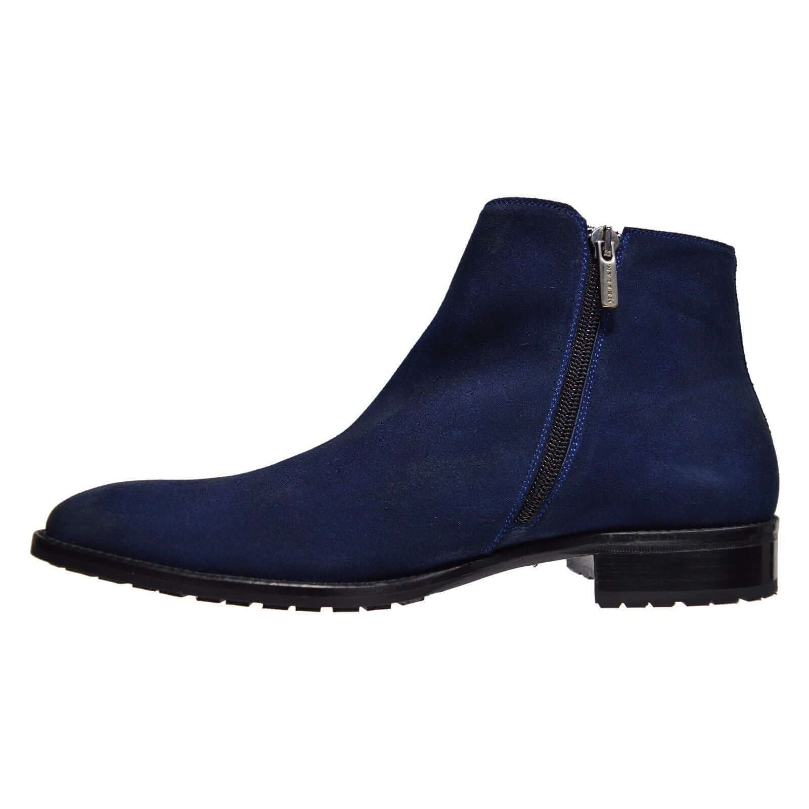 New Handmade Men's Leather Blue Suede Zip Up Boots theleathersouq