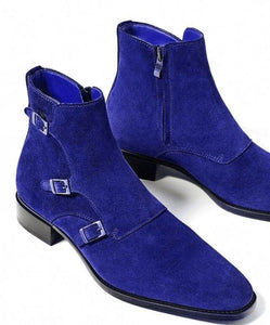 Stylish Men's Custom made ankle Boots, men Handmade Luxe Suede High Ankle shoes - theleathersouq