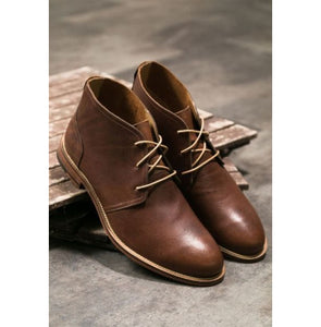 Stylish Men's Hand Stitched Brown Lace Up Chukka Boots, Men Ankle High Boots - theleathersouq