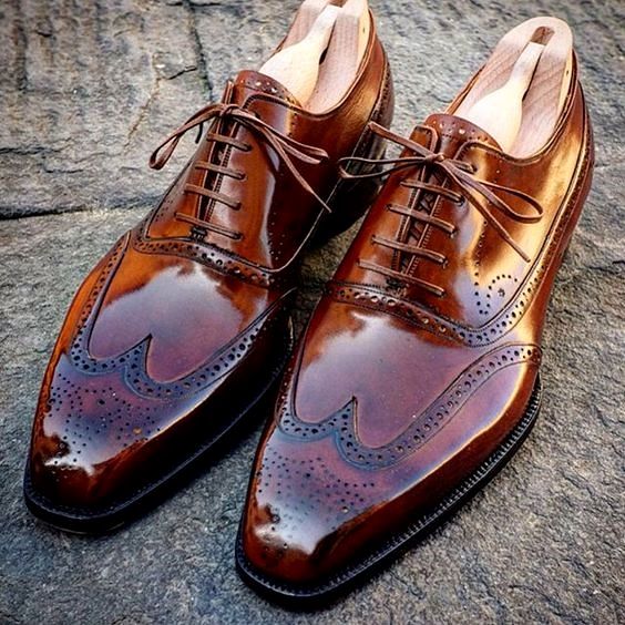 Invest chin mouse or rat Elegant Men's handmade Wing Tip Brogue Brown Leather Shoes, custom mad –  theleathersouq