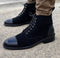 New Men's Handmade Black Leather & Suede Cap Toe Lace Up Boots, Men Casual Boots - theleathersouq