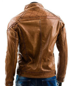 Stylish Handmade Men Brown Leather Fashionable Biker Jacket,New Motorbike Jacket - theleathersouq