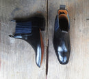 Stylish Men Leather Ankle High Chelsea Boots, New Handmade Black Brogue Boots - theleathersouq