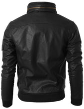 Load image into Gallery viewer, Men’s Black Slim Fit Leather Jacket, Men Leather Jackets, Fashion Leather Jacket - theleathersouq