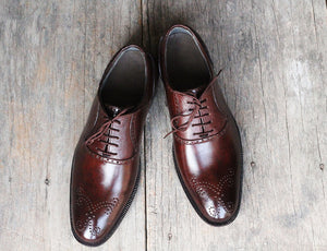 Stylish Handmade Men's Brown Leather Brogue Lace Up Dress Shoes ...