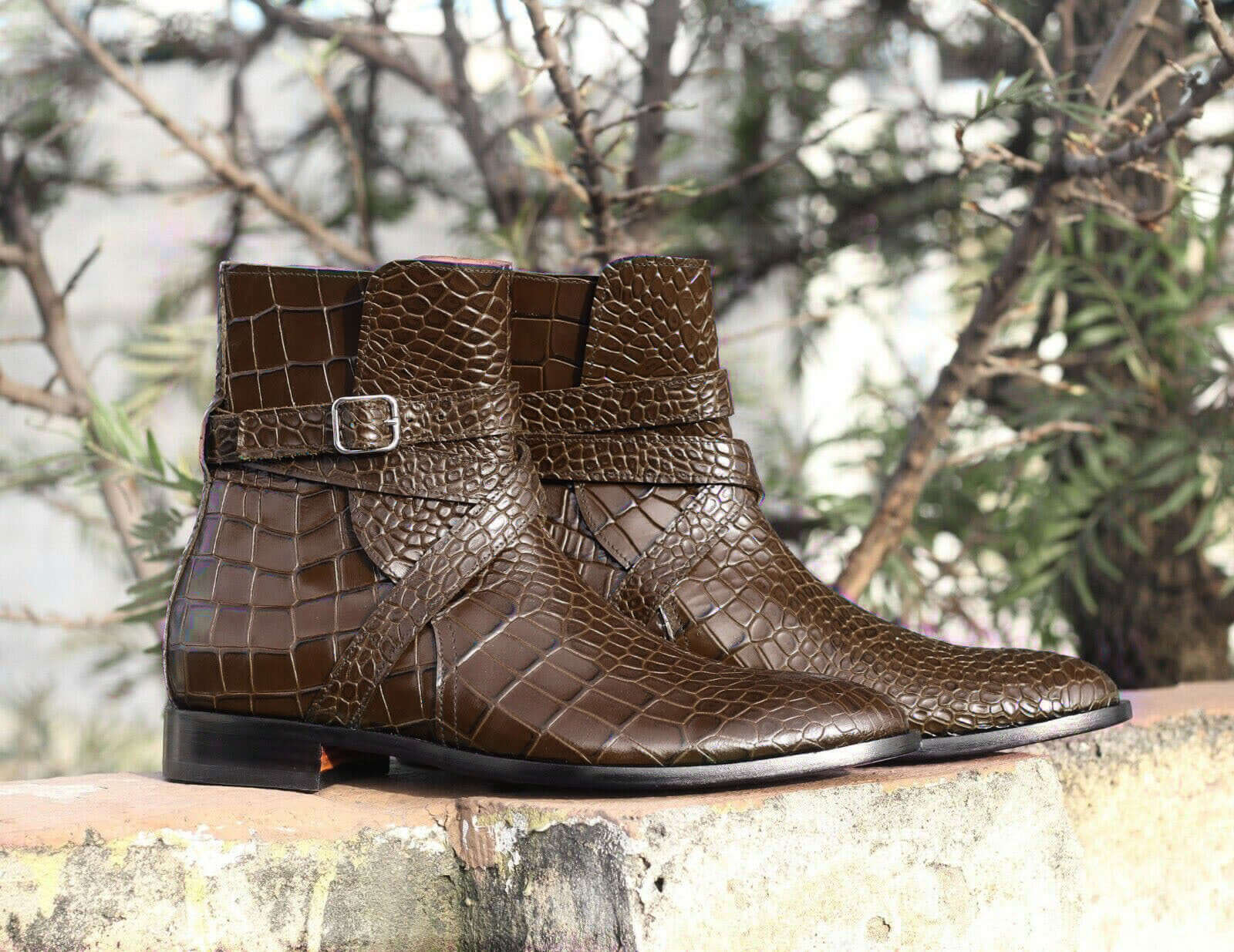 Awesome Handmade Men's Alligator Textured Leather Jodhpur Boots, Men  Fashion Dress Ankle Boots