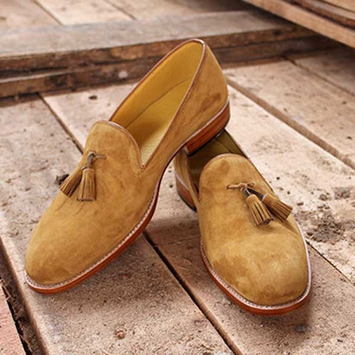 Elegantly Designed Men’s Handmade Loafer Suede Leather Shoes, Men suede Loafers - theleathersouq