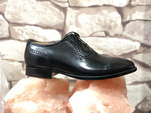 Beautiful Handmade Men's Black Leather Oxford Lace Up Brogue Toe Dress Shoes - theleathersouq