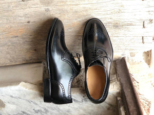 Beautiful Handmade Men's Black Leather Oxford Lace Up Brogue Toe Dress Shoes - theleathersouq