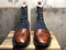 Men's Handmade Brown Blue Wing Tip Leather & Suede Lace Up Ankle High Boots - theleathersouq