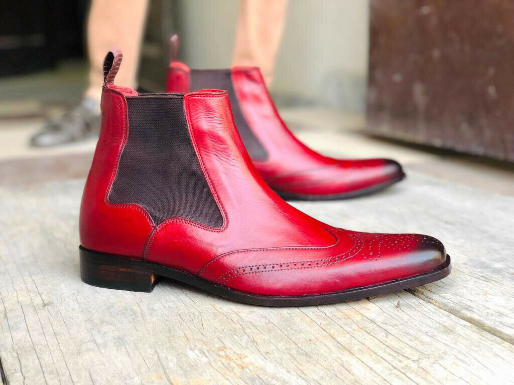 New Burgundy Chelsea Boots. Dress Fashion boots, Men Des – theleathersouq