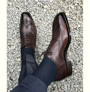 Handmade Leather Dress Shoes, Mens Formal Shoes, Men Wingtip Brogue Brown Shoes - theleathersouq