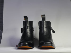 Handmade Men's Jodhpurs Leather Boots, Men Ankle High Leather Buckle Dress Boots - theleathersouq