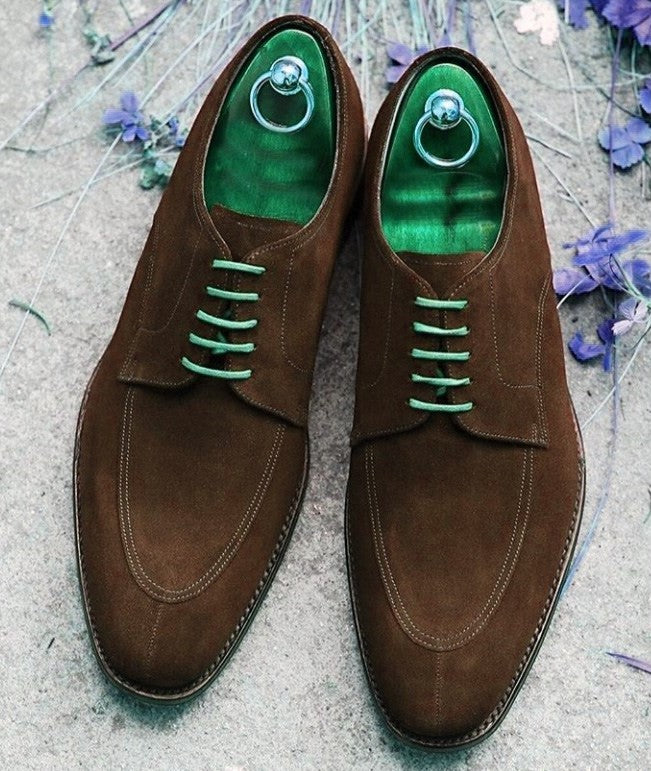 Handmade Men’s Suede Stylish Lace Up Shoes, Men’s Brown Color Split To ...