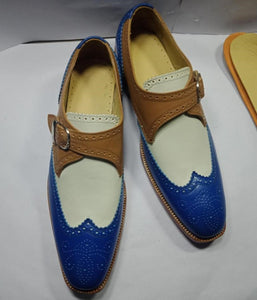 Handmade Men's Multi Color formal shoes, Men leather monk Dress Fashion shoes - theleathersouq