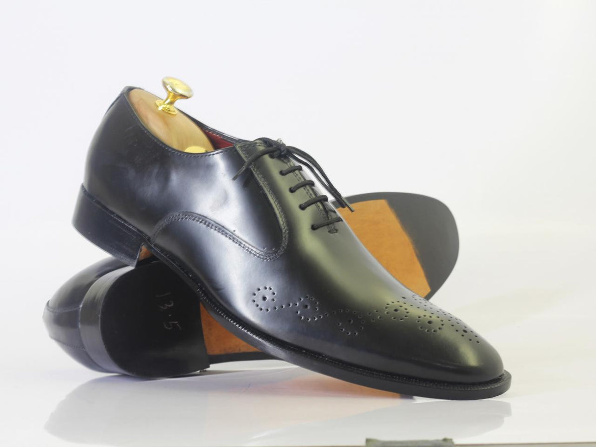 Handmade Men's Black Brogue Toe Leather Shoes, Men Designer Lace Up Dr ...