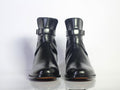Handmade Men's Ankle High Black Leather Boots, Men Designer Jodhpurs Boots - theleathersouq