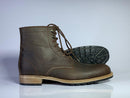 Handmade Men Ankle High Chocolate Brown Leather Boots, Men Lace Up Casual Boots - theleathersouq