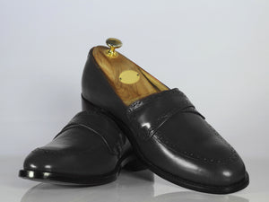 Handmade Men's Black Shoes, Men Leather Penny Loafers Shoes, Dress Formal Shoes - theleathersouq