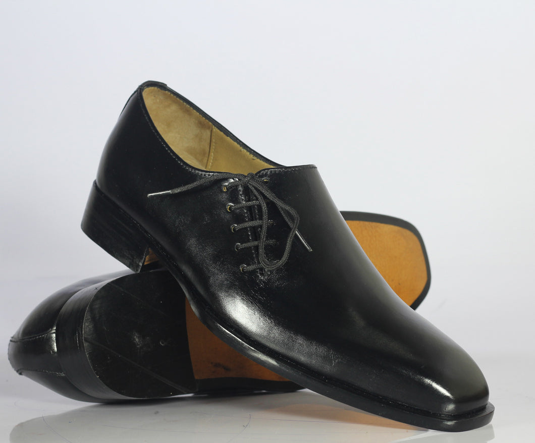 Handmade Men's Black Fashion Shoes, Men Leather Lace Up Designer Dress Shoes - theleathersouq