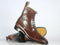 Handmade Men's Brown Ankle High Boots, Men Leather Cap Toe Lace Up Fashion Boots - theleathersouq