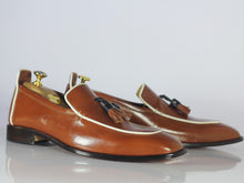 Load image into Gallery viewer, Men&#39;s Handmade Men&#39;s Brown Leather Loafer Shoe, Men Tassels Loafer Designer Shoe - theleathersouq
