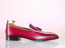 Load image into Gallery viewer, Men&#39;s Handmade Men&#39;s Reddish Pink Leather Loafer Shoe, Men Tassels Loafer Designer Shoe - theleathersouq