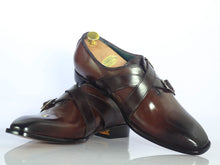 Load image into Gallery viewer, Handmade Men&#39;s Brown Double Monk Leather Shoes, Men Designer Dress Shoes - theleathersouq